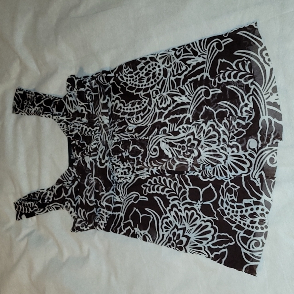 International Concepts Tank Top With Sheer Patterned Nylon Overlay